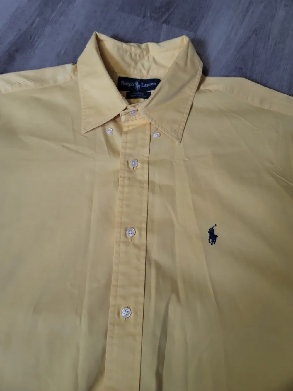 Ralph Lauren Blake Shirt Mens L Yellow Short Sleeve Button Up 100% Cotton Resort